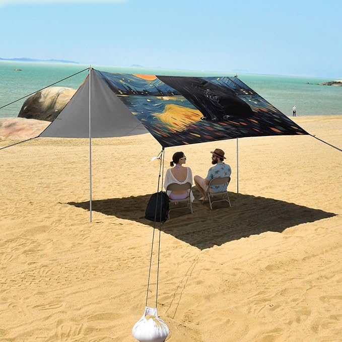 Starry Sky CatCamping Sun Shelters 9.2 x 10.5 FT Beach Canopy Tent Sun Shade with Carrying Bag for Camping Trips Fishing Backyard Fun or Picnics 21340160