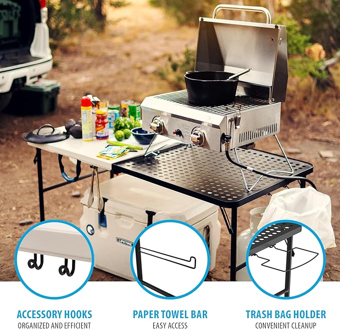 LIFETIME Folding Tailgate Table with Grill Rack Portable Outdoor Camping Station 5-Foot