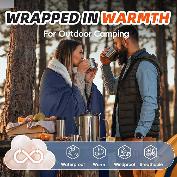 MEREZA Sleeping Bags for Adults Cold Weather Mens Warm Sleeping Bag for Big and Tall Girls Boys with Compression Sack for 3-4 Season Camping Backpacking Hiking