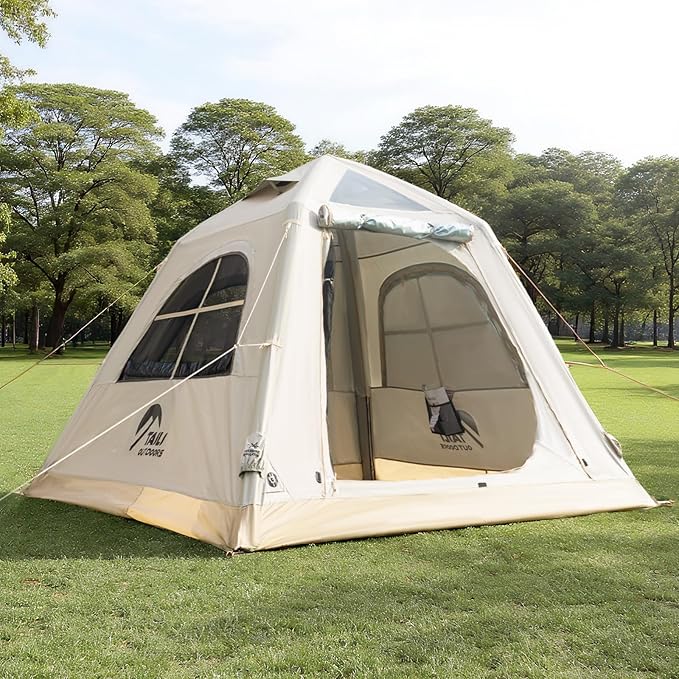 TAILI Inflatable Blow Up Tent for Camping with Hand Pump for 3/4/6 Person Easy Setup Outdoor Inflatable Oxford Waterproof Air Tent House for Family Camping Adult