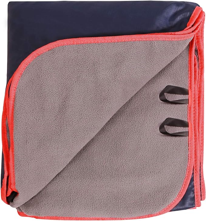 REDCAMP Large Waterproof Stadium Blanket for Cold Weather Soft Warm Fleece Camping Blanket Windproof for Outdoor Sports Dark Blue