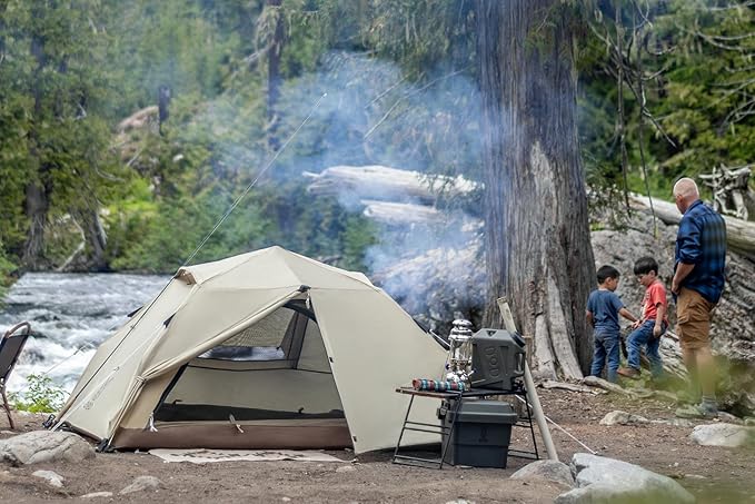 DOD Duo 1Pull Tent - 2 Person Breathable Polycotton Inner Tent - Waterproof Instant Setup Dome Camping Tent with Enclosed Awning - Easy Pop Up - Tan