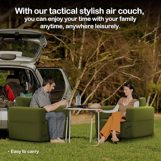 Inflatable Couch Premium Oxford Cloth Inflatable Sofa with Built-in Rechargeable Pump Portable Blow Up Couch for Camping Outdoor Travel Home Guests Backyard Patio | Durable Fabric Easy Inflation Wat