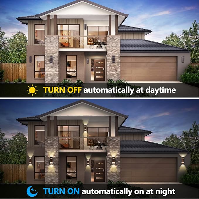 Housen Solutions Dusk to Dawn Outdoor Wall Lights 2 Pack Waterproof Exterior Lighting Fixtures Up Down Porch Light Outside for House Garage Bronze