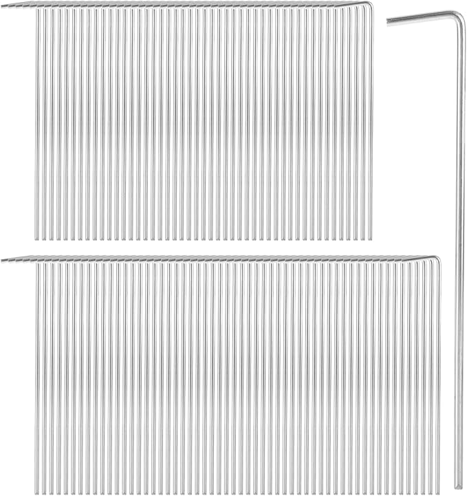 MIVIDE 100 Pack 8.26 inch Tent Stakes Galvanized Steel Metal Tent Stakes Pegs Garden Stakes Edging Fence Hooks Pegs for Camping Shelters Tarp Canopies Christmas Decoration Stakes