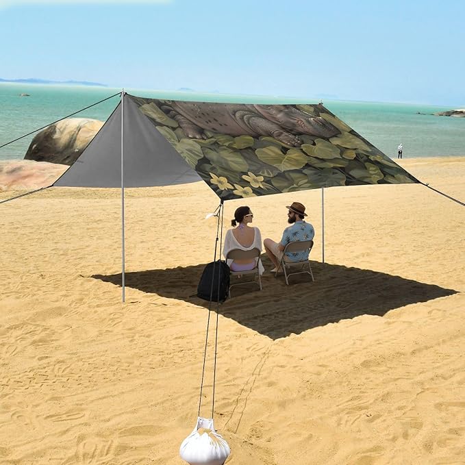 ALAZA Hoppo Sleeping Beach Tent Sun Shelter UPF50+ Protection Beach Shade Canopy w/ 4 Sandbags for Outdoor Camping Fishing Backyard Fun Picnic 10x9 ft