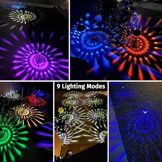 8Pack Solar Pathway Lights Outdoor Color Changing+8 Fixed Color (Warm White Cool White Colored) Solar Lights Outdoor Bright Solar Powered Garden Light