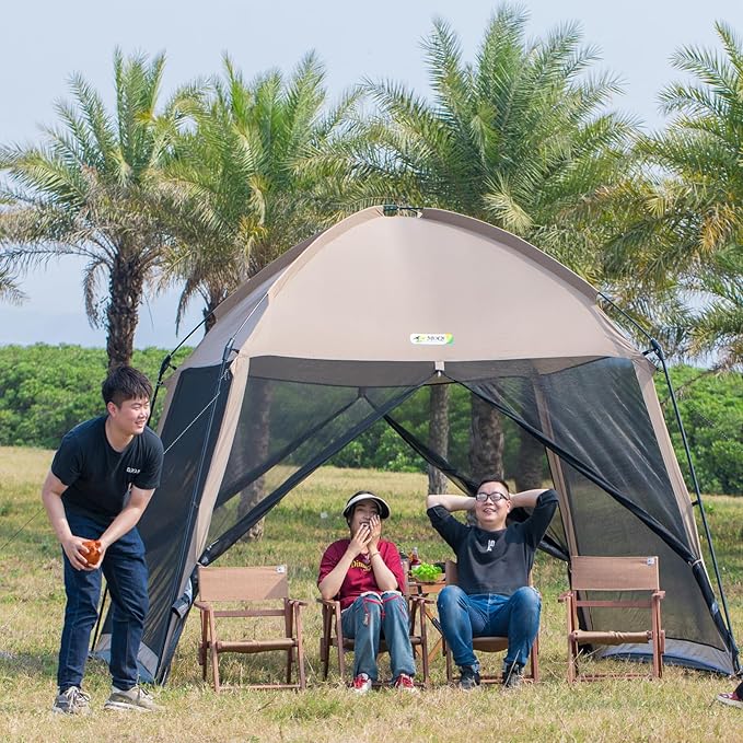 11x11 Ft Screen House Tent - Instant Pop Up Mesh Canopy Shelter with Waterproof &amp Sunshade Roof Easy Setup for Camping Backyard Beach Picnic