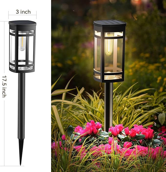 EXCMARK 12 Pack Solar Lights Outdoor Waterproof for Garden Pathway Walkway Driveway Yard Lawn Decorative Landscape Lighting. (Warm White Light 12)