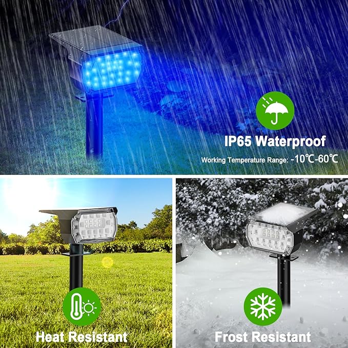 LANSOW Solar Spot Lights Outdoor Color Changing [7 Modes/8 Pack] Christmas Landscape Spotlights Solar Lights Outdoor Waterproof Solar Powered Flood Lights for Outside Yard Garden Pathway