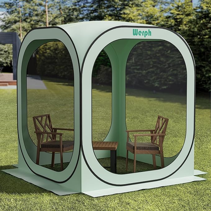 Pop Up TentPortable Canopy Tent with Mesh Mosquito Net Screen House Room Canopy Shade Screen 6 x 6 FT with Carry Bag for Patio Backyard Sports &amp Outdoors Activities Green