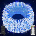 Christmas Lights Outdoor Waterproof 196FT 600LED String Lights with Remote8 Modes LED Lights Plug in Twinkle Fairy Light for Party Holiday Decor (Blue+White)