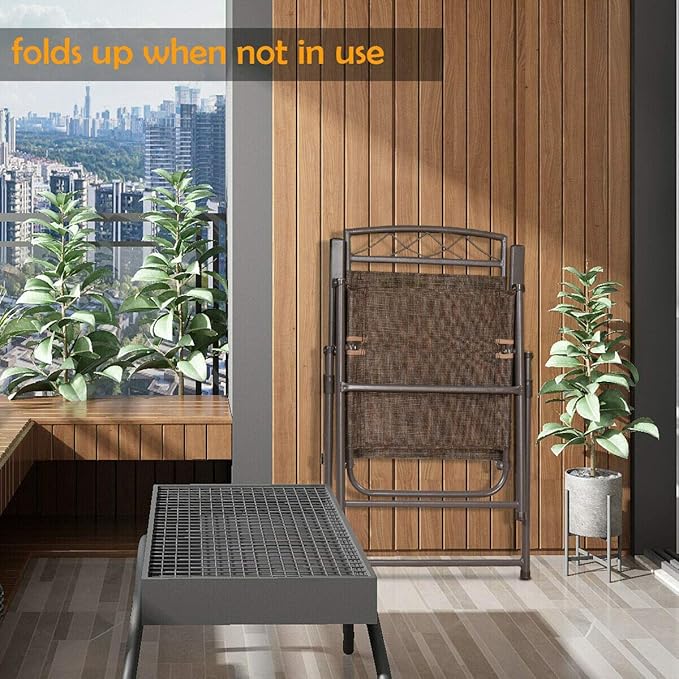 SPSUPE Set of 4 Outdoor Patio Folding Chairs Steel Camping Chairs Ideal for Deck Garden Pool Backyard Coffee