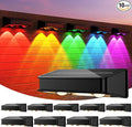Solar Fence Lights 10 Pack 9 Color Modes Outdoor Bulb Waterproof Led IP65 Solar Outdoor Lights for Backyard/Railing/Step/Wall/Patio/Yard (Black)