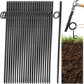 24 Pack 17 Inch Rebar Stakes with Loop Heavy Duty Ground Anchor Black Steel Ground Stake Reusable Tent Rebar Tent Stakes for Sheds Outdoor Camping Walkway Fence Canopies