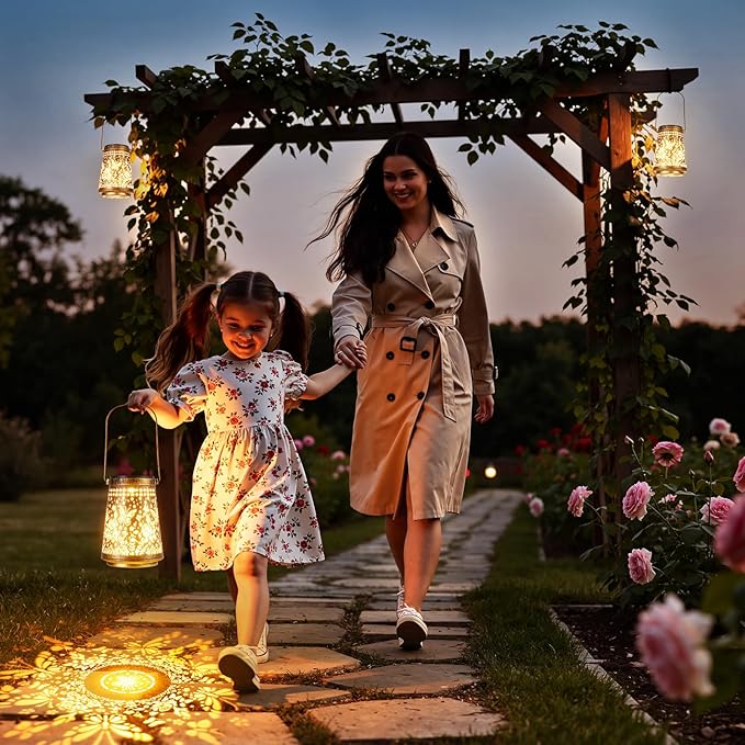 4 Pack Solar Lanterns Outdoor Waterproof Birthday Gifts for Women Mom Grandma Hollowed-Out Metal Butterfly Hanging Solar Lantern Lights Outdoor Decor 2 Modes Lights Decor for Yard Patio