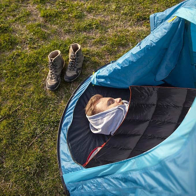 REDCAMP Alternative Down Camping Blanket Waterproof and Warm Outdoor Travel Quilt for Camping Hiking and Backpacking 79x59 Black
