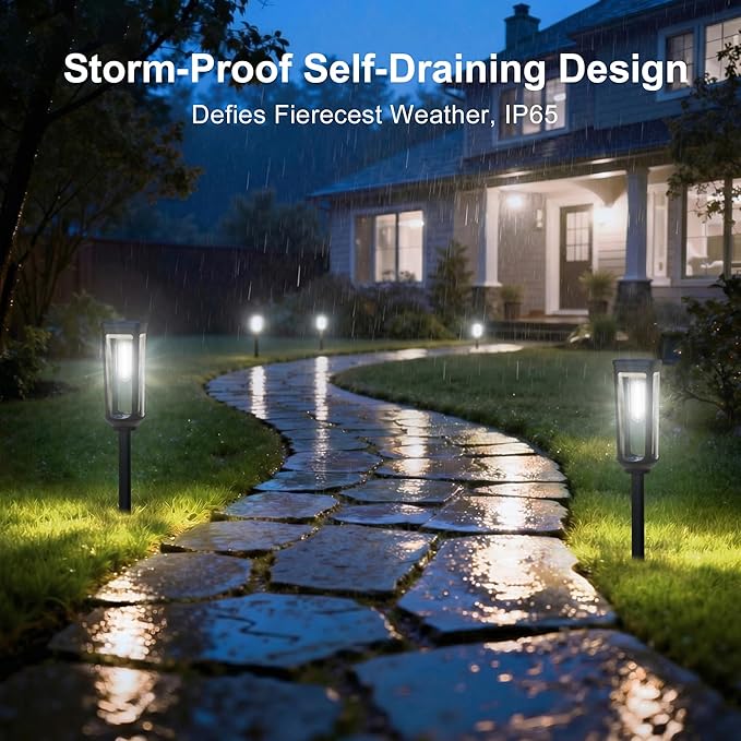 Solar Pathway Lights Outdoor6 Pack Cool Garden Lights Solar Powered Waterproof IP65Auto On/Off Outdoor Light for Lawn Patio Walkway Driveway Decor Landscape Lighting