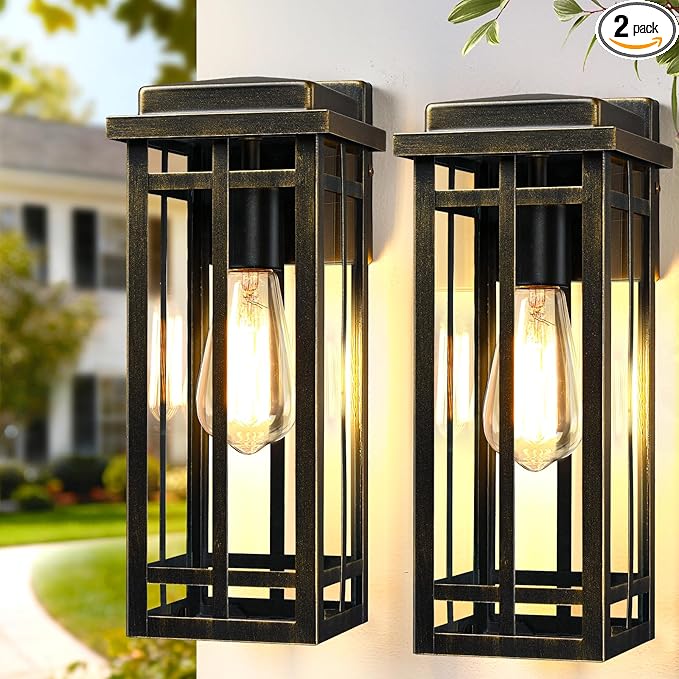 13.8'' Outdoor Wall Light Fixtures 2 Packs Porch Lights Outdoor Lighting for House Exterior Lighting Fixtures Wall Lantern Waterproof Modern Outside Sconce for Garage Oil-Rubbed Bronze (No sensor)