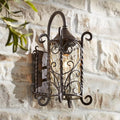 John Timberland Casa Seville Rustic Outdoor Wall Light Fixture Dark Walnut Twists 18 1/2 Champagne Hammered Glass for Exterior House Porch Patio Outside Deck Garage Yard Front Door Garden Home