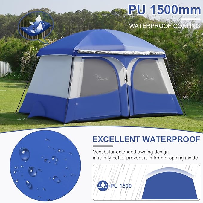 Vidalido Tents3-4 Person Camping Tent with Extended VestibuleWeather Resistant Family Tents with Breathable Mesh WindowsEasy Install Waterproof Outdoor Tent for Backpacking and Camping Hiking