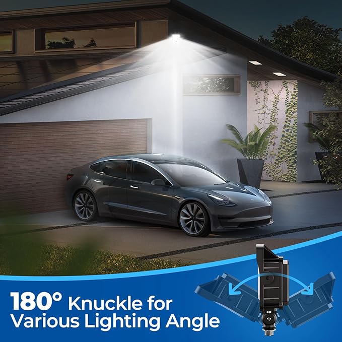 CINOTON 50W LED Flood Light Outdoor 7000LM IP65 Waterproof Security Wall Pack Light Fixture with 180°Knuckle for Patio Porch Garage Garden Lanscape 5000K Daylight 100-277V 2 Pack