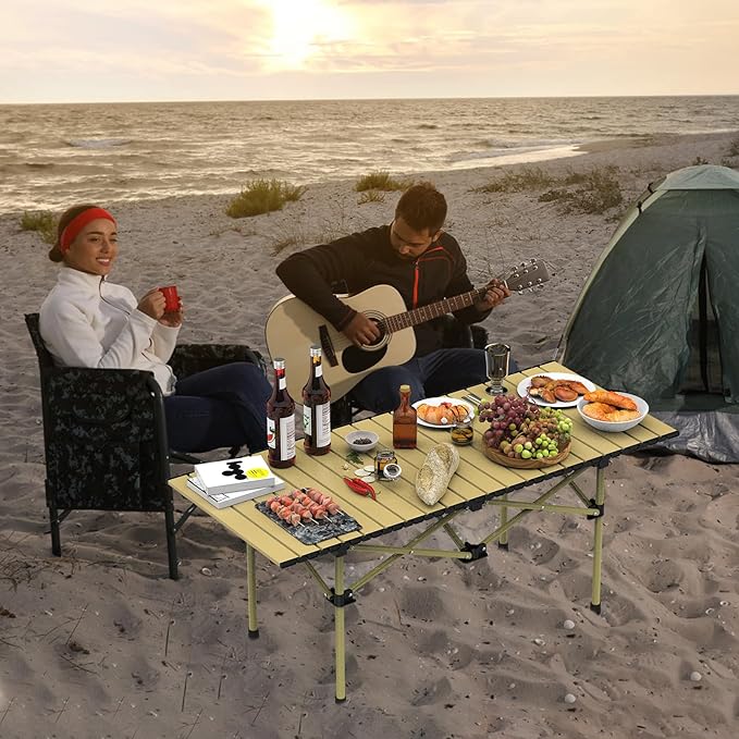 Portable Camping Table Camping Table Foldable with Carrying Bag Ultralight Carbon Steel Beach Table Indoor Outdoor for Camping Picnic BBQ Beach Party Patio Fishing Carbon Steel