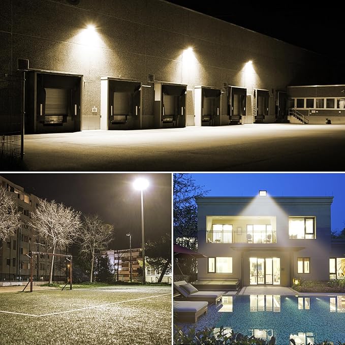 Willpower 2pcs Outdoor LED Floodlights 150W 15000LM LED Security Lights IP66 Waterproof 100V-250V Daylight Warm White 4000K Wall Light for Garden Garage Back Door Yard Lawn Court Patio