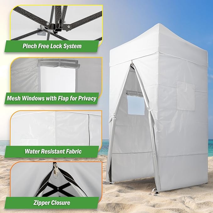 Pop Up Changing Tent - 46.5” Steel Frame Canopy Sun Shelter Pool Cabana Portable Changing Room or Privacy Tent for Camping Toilet or Portable Shower - Camping Essentials by Wakeman Outdoors (Black)