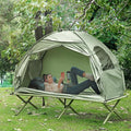 Single Person Elevated Camping Tent Cot Combo: Off-Ground Folding Cot with Attached Weather-Resistant Shelter &amp Carry Bag for Backpacking Hiking and Outdoor Adventures