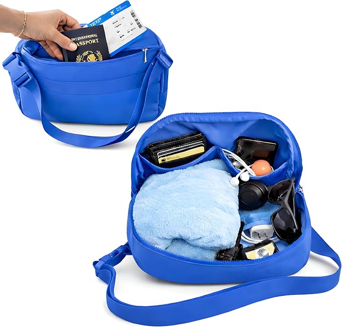 Travel Blanket Airplane Compact with Bag Ultra-Soft 40 x 60 Flannel Travel Organizer Bag with Adjustable Strap Lightweight Warmth for Long Flights