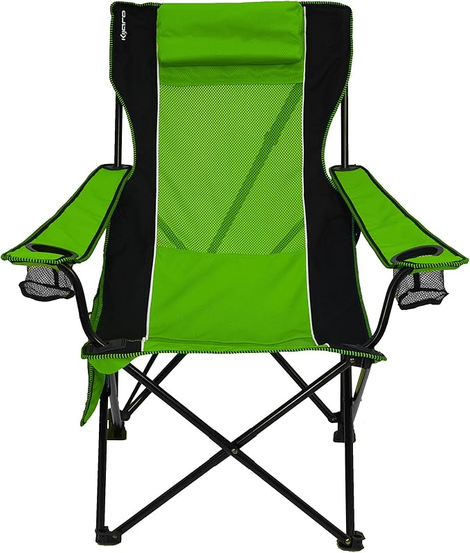 Kijaro Sling Folding Camping Chair - Enjoy The Outdoors in This Outdoor Chair with a Built-in Cup Holders and Side Organizer OR Side Cooler - Includes a Detachable Pillow
