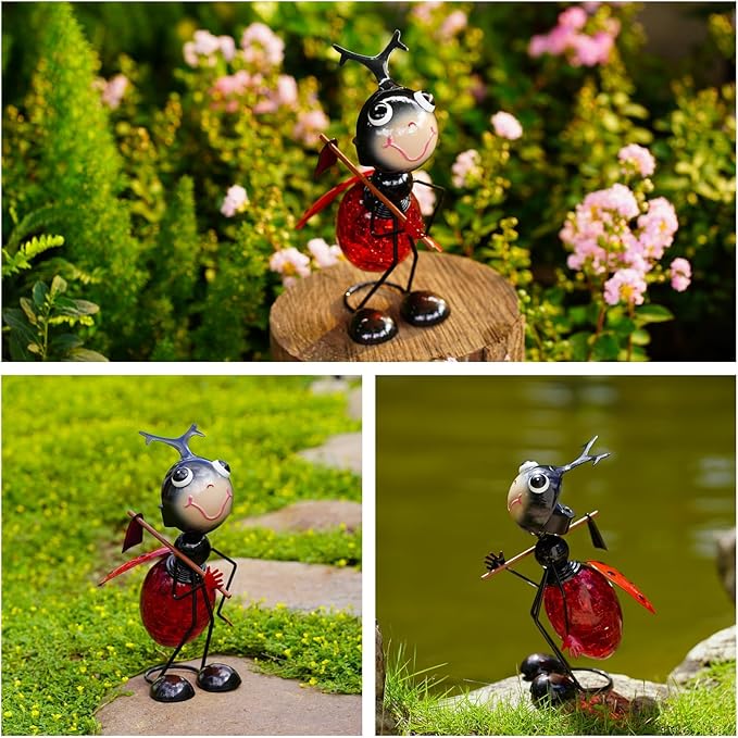 Solar Garden Lantern Waterproof LED Ladybug Solar Lights Outdoor Decorative Tabletop Lanterns Lamp for Yard Patio Table Decoration (Ladybug)