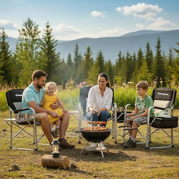 KingCamp XXL Oversized Directors Chair with Side Table Folding Camping Chairs Heavy Duty 600lbs with Cooler Bag Portable Camp Chair with Wide Seat for Hiking Fishing Lawn Outdoor and Sports