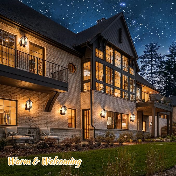 Sucolite Outdoor Wall Light Fixtures Brown Exterior Waterproof Porch Lights Wall Lanterns Vintage Outside Wall Sconces with Water Ripple Glass for House Front Door Garage 2 Pack