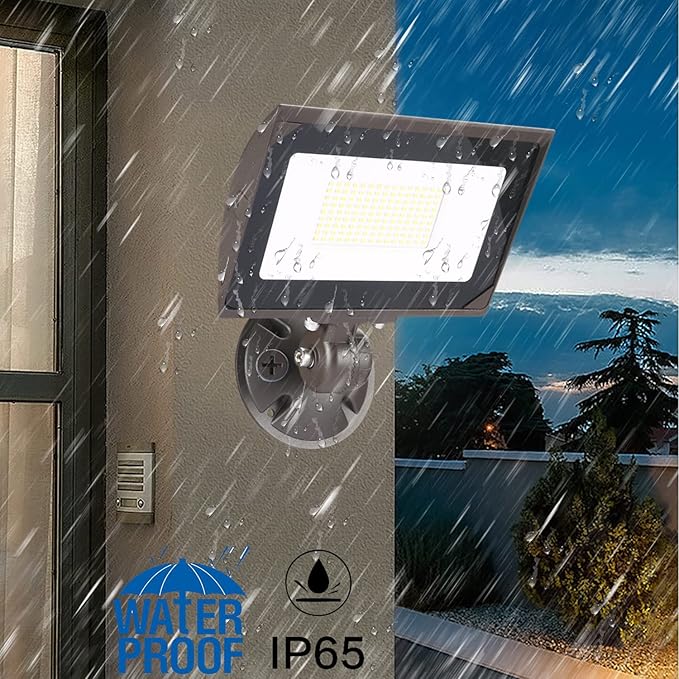50W Outdoor LED Flood Light With 1/2 Knuckle Mount (Plate Included) 5000K Daylight 6000LM 120V UL Waterproof LED Security FLood Lighting for Wall Wash /Sign/Flagpole/Tree/Yards/Advertising Boards