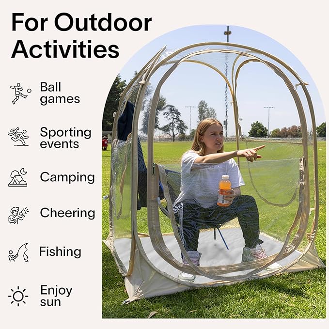 EighteenTek® Pod All Weather Sports Tent with Attached Floor Instant Outdoor Bubble Tent Rainproof Camping Sun Shelter for Sports Events Camping Fishing Cheering 1-4 Person