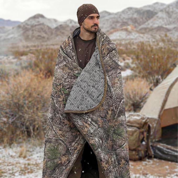 LOOGU Camo Blanket Waterproof Insulation Poncho Liner for Outdoor Camping Hiking Hunting Survival Backpacking Picnicking