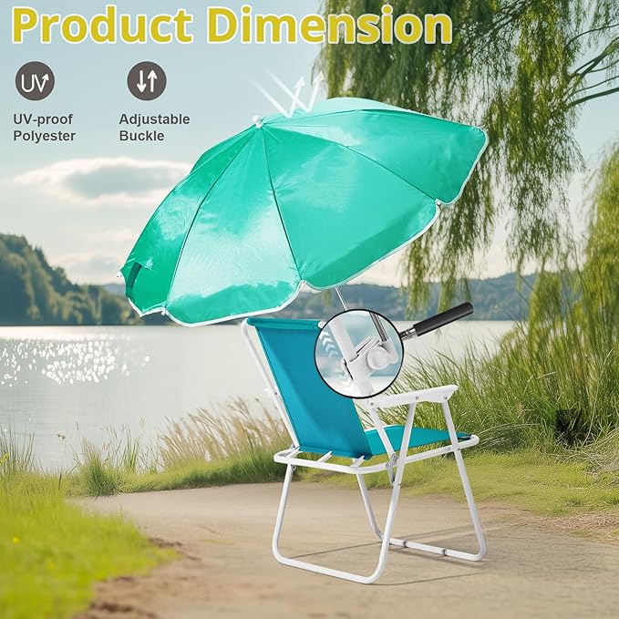 Beach Chair with UmbrellaOutdoor Folding Chair with 360°Canopy Shadefor AdultsCamping Chairs for CampingPoolFishing