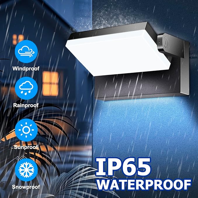 3CCT LED Outdoor Wall Lights 4800LM 360° Adjustable 3 Color Modes IP66 Waterproof Security Wall Pack Flood Lights for Garage Porch Patio Black