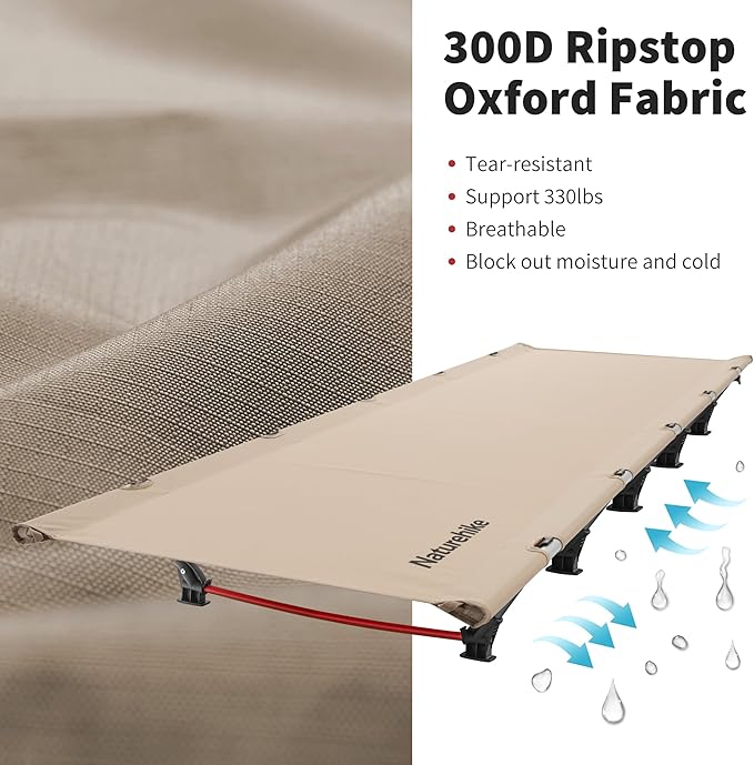 Naturehike GreenWild Camping Cot Ultralight Folding Backpacking Cot 60-Second Easy Set-Up Supports 330lbs Portable Camping Bed for Adults for Camping Hiking Travel Home