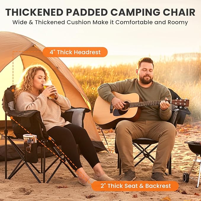 NAIZEA Heated Massage Camping ChairsHeated Outdoor Chair w/3 Heating Mode XL Oversized Heated Chair for Adults Heavy Duty Folding Camping Chairs for CampFishing Sports EventsNOT Included Battery