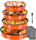 Round Enamel Roasting Pan Set Bakeware 4 Pack Cake Pizza Baking Dish 9/10/12/14 Inch Non-Stick Heat Resistance Chicken Roaster Oven Dishwasher Safe Valentine Mother's Day Gift Cookware