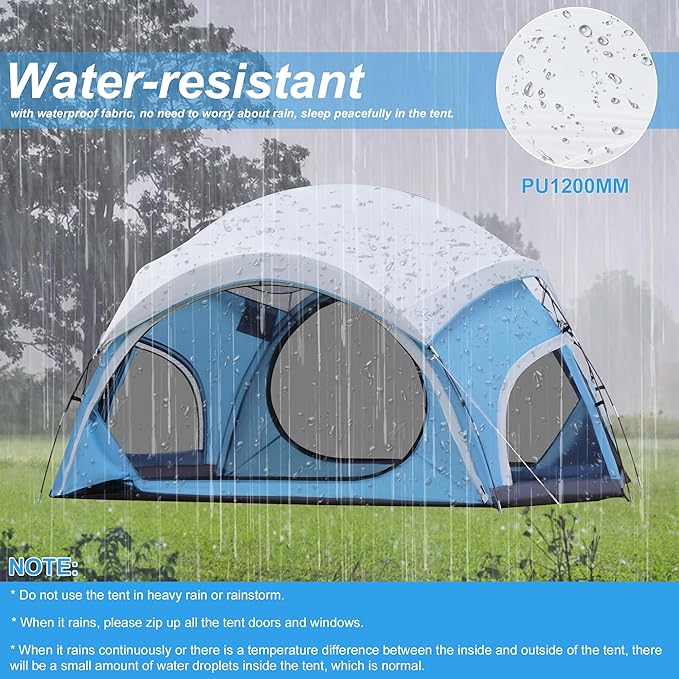 Vidalido 3-4 Person Camping Tent with 2 Large Mesh Door 4 Mesh Window Family Tents Double Layer Waterproof Portable Easy Setup Camp Tent Canvas Dome Tents for Camping Outdoor Hiking and Backpacking