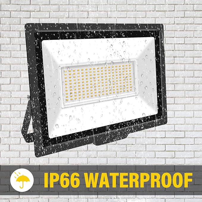 Willpower 2pcs Outdoor LED Floodlights 150W 15000LM LED Security Lights IP66 Waterproof 100V-250V Daylight Warm White 4000K Wall Light for Garden Garage Back Door Yard Lawn Court Patio