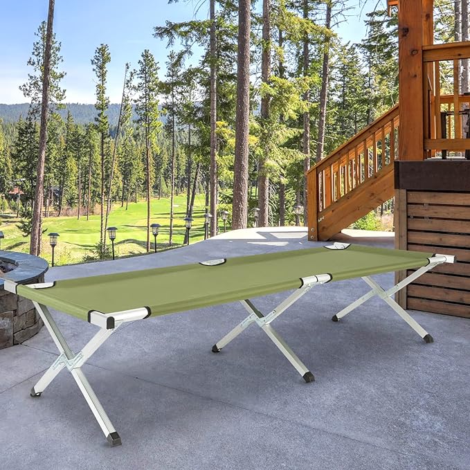 VINGLI Folding Camping CotOutdoor Portable Camp Bed Sleeping Cots with Carry Bag Green
