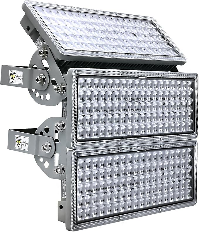 Kekeou 42000LM Stadium Lights Outdoor LED Flood Light 300W 6500K IP67 Waterproof 1500 Watt Equivalent with 3 Adjustable Heads Wider Lighting Angle for Sports Fields and Court