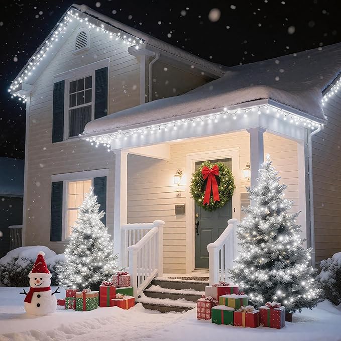 500 LED White Christmas Tree Light Plug in170ft Connectable Christmas Lights with 8Modes UL Certified Outdoor Indoor for Halloween Tree Yard Holiday Party Decor