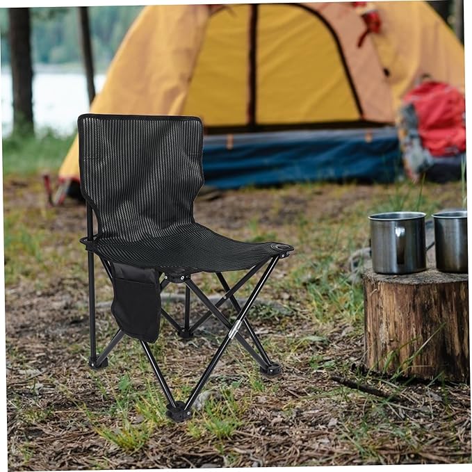 Mipcase Compact Folding Stool Portable Camping Chair for Fishing and Hiking Stable Design for Outdoor Activities Materials Comfortable Seating Stripe