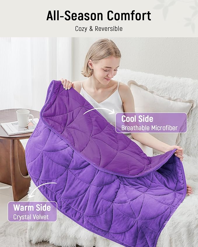 Weighted Lap Blanket 7 lbs for Adults Luxury Soft Small Weighted Blanket Compact Portable Weighted Lap Pad for Relaxation Sleeping Travel All-Season Use Deep Purple 40 x 52